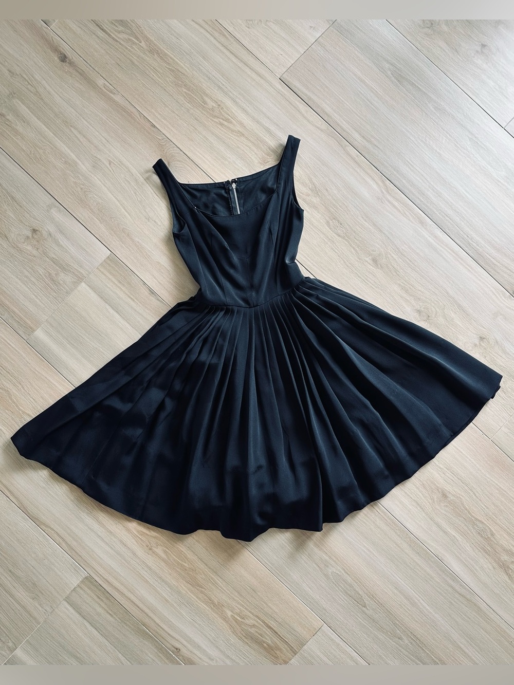 Vintage 50’s Black Pleated Fit & Flare Dress
